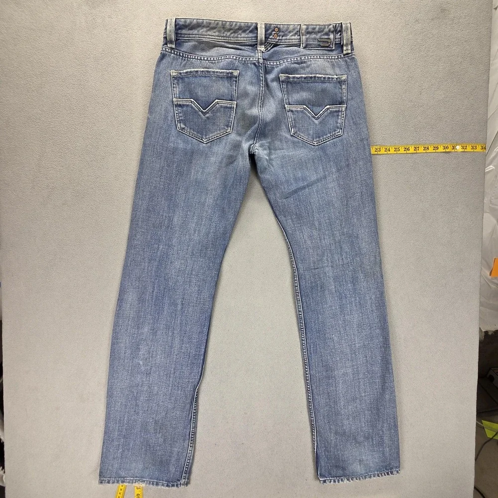 Diesel Jeans Mens 33x34 Blue Larkee Regular Straight Light Wash Button Fly 008AT